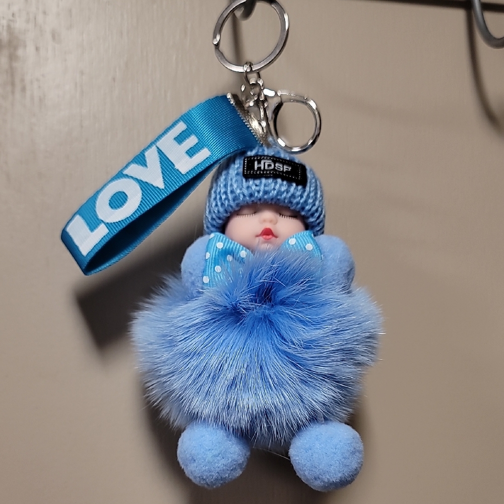 Blue Plush Doll Keychain